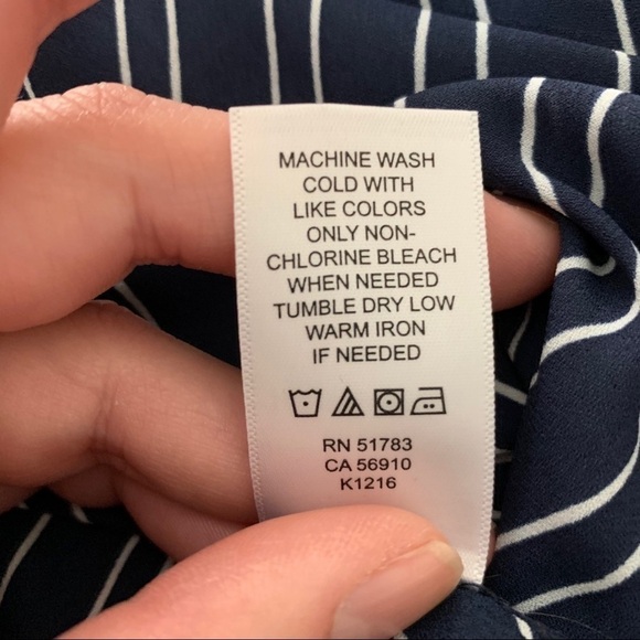 Maurices Navy Striped Short Sleeve Sheer Blouse - Picture 8 of 8